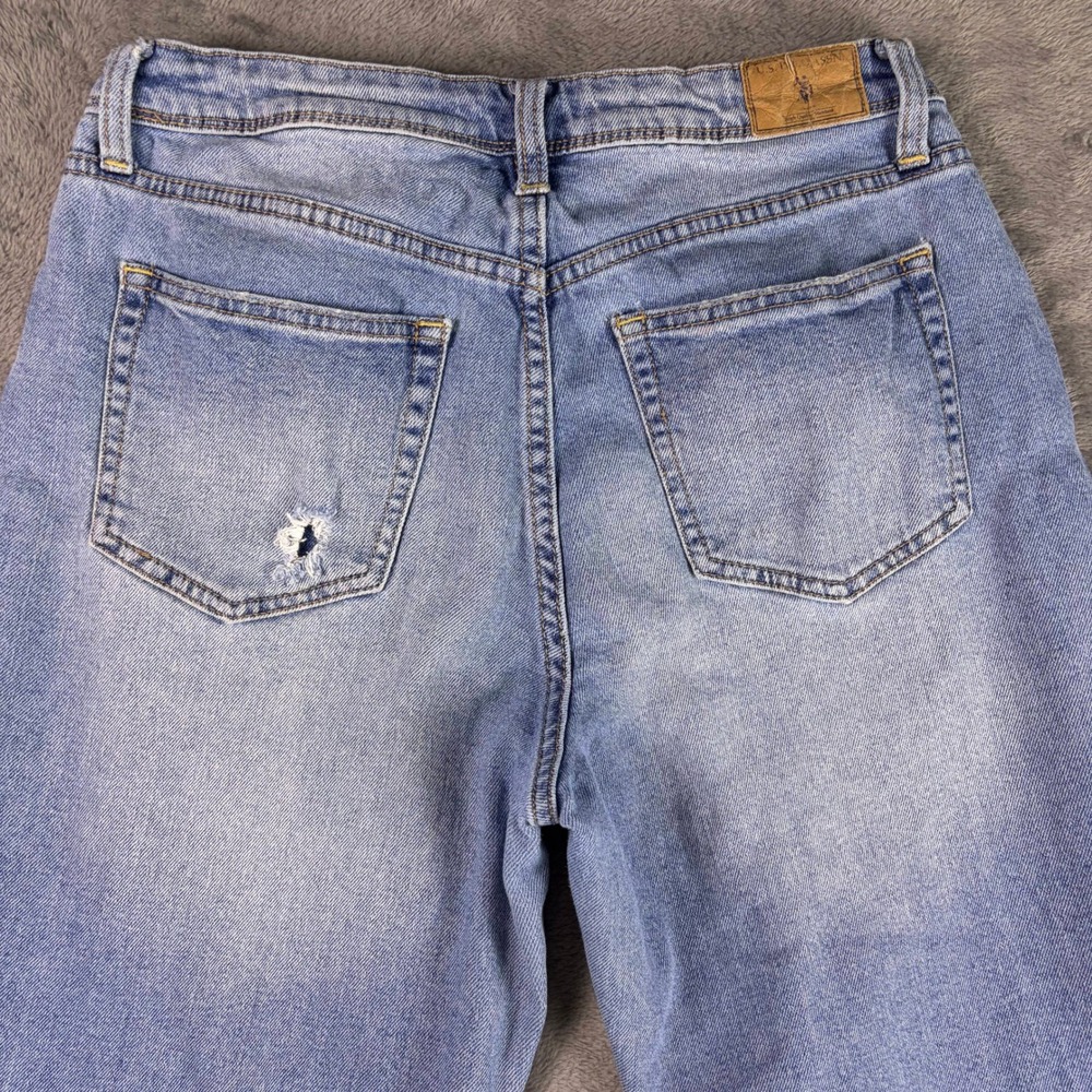 U.S. Polo Assn. Jeans Women's 8 Regular Blue Light Wash Distressed Denim Ripped - Picture 7 of 12